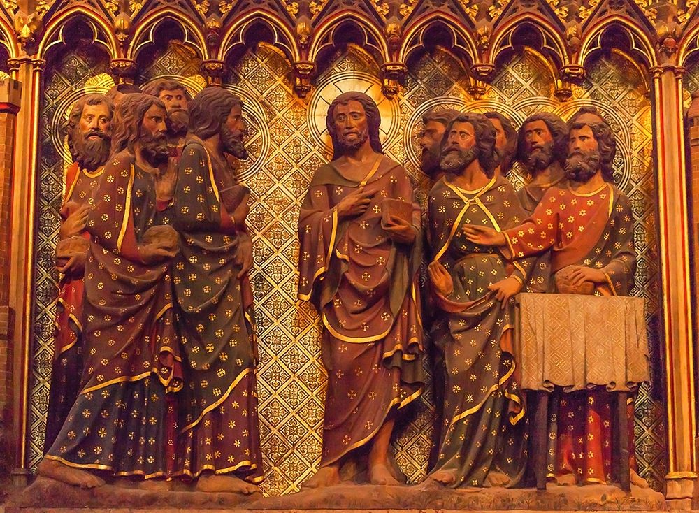 Jesus Christ Twelve Disciples Wooden Panel statues Sculpture-Notre Dame Cathedral-Paris-France